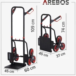 Arebos Treppensackkarre 150 kg Schwarz Outlet