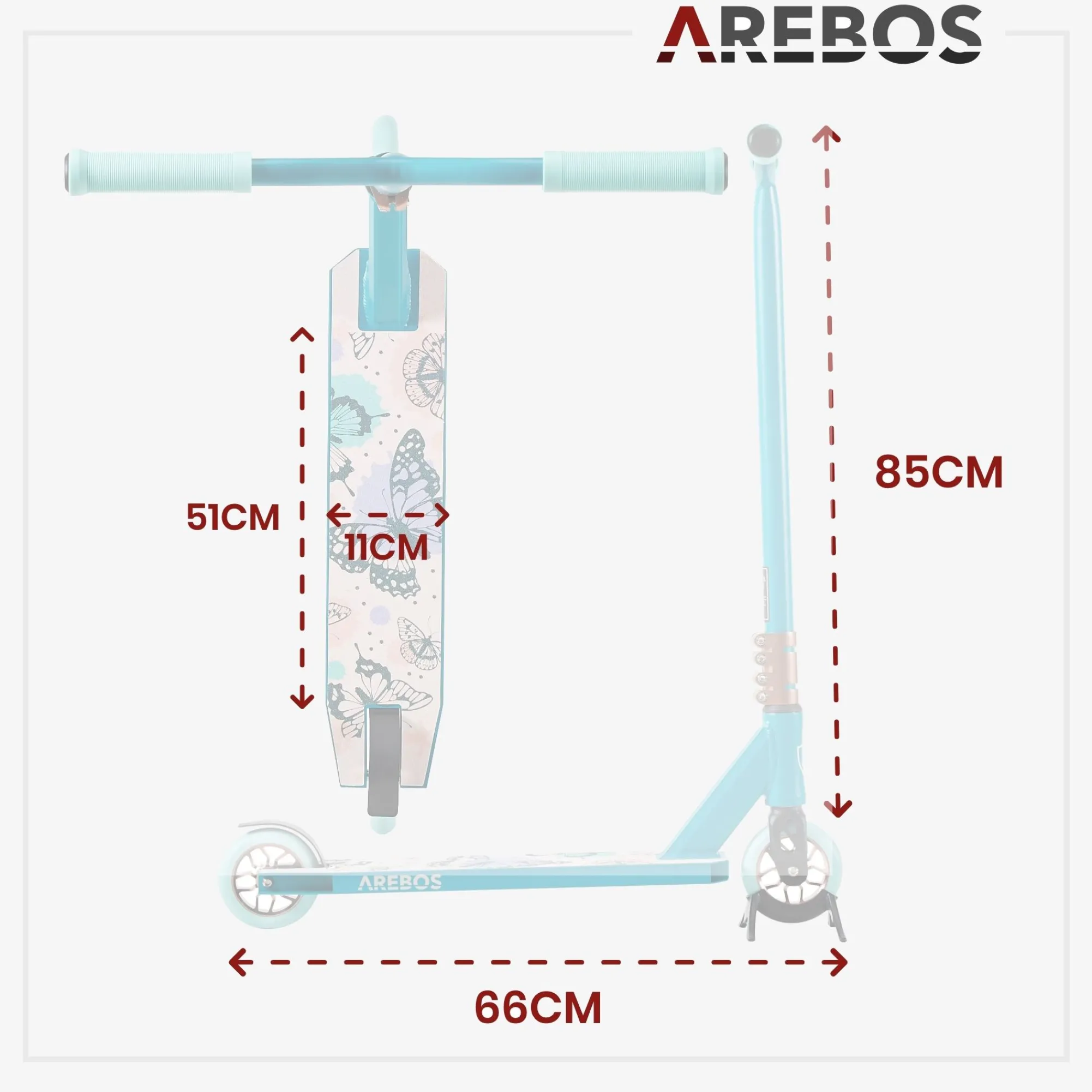 Arebos Tretroller Stunt Scooter - Butterfly Discount