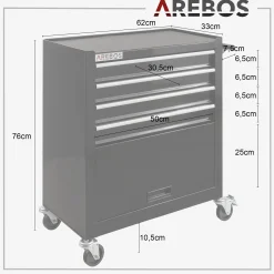 Arebos Werkstattwagen mit 4 Fächern Hot