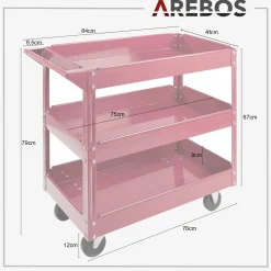 Arebos Werkstattwagen mit 3 Fächern rot Discount