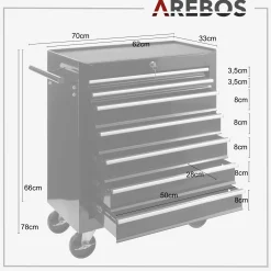 Arebos Werkzeugwagen - 7 Fächer Discount