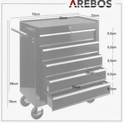 Arebos Werkzeugwagen - 5 Fächer Online