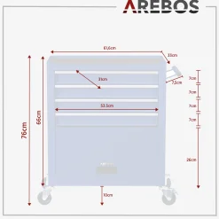 Arebos Werkzeugwagen - 4 Fächer inkl. Werkzeug Hot