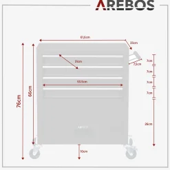 Arebos Werkzeugwagen - 4 Fächer inkl. Werkzeug Hot