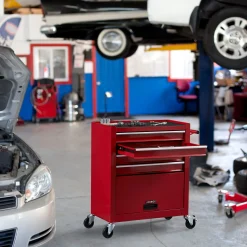 Arebos Werkzeugwagen - 4 Fächer inkl. Werkzeug Hot