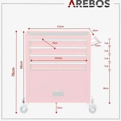Arebos Werkzeugwagen - 4 Fächer inkl. Werkzeug Hot
