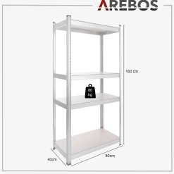 Arebos 2x Schwerlastregal 160 x 80 x 40 cm 320 kg Silber Best