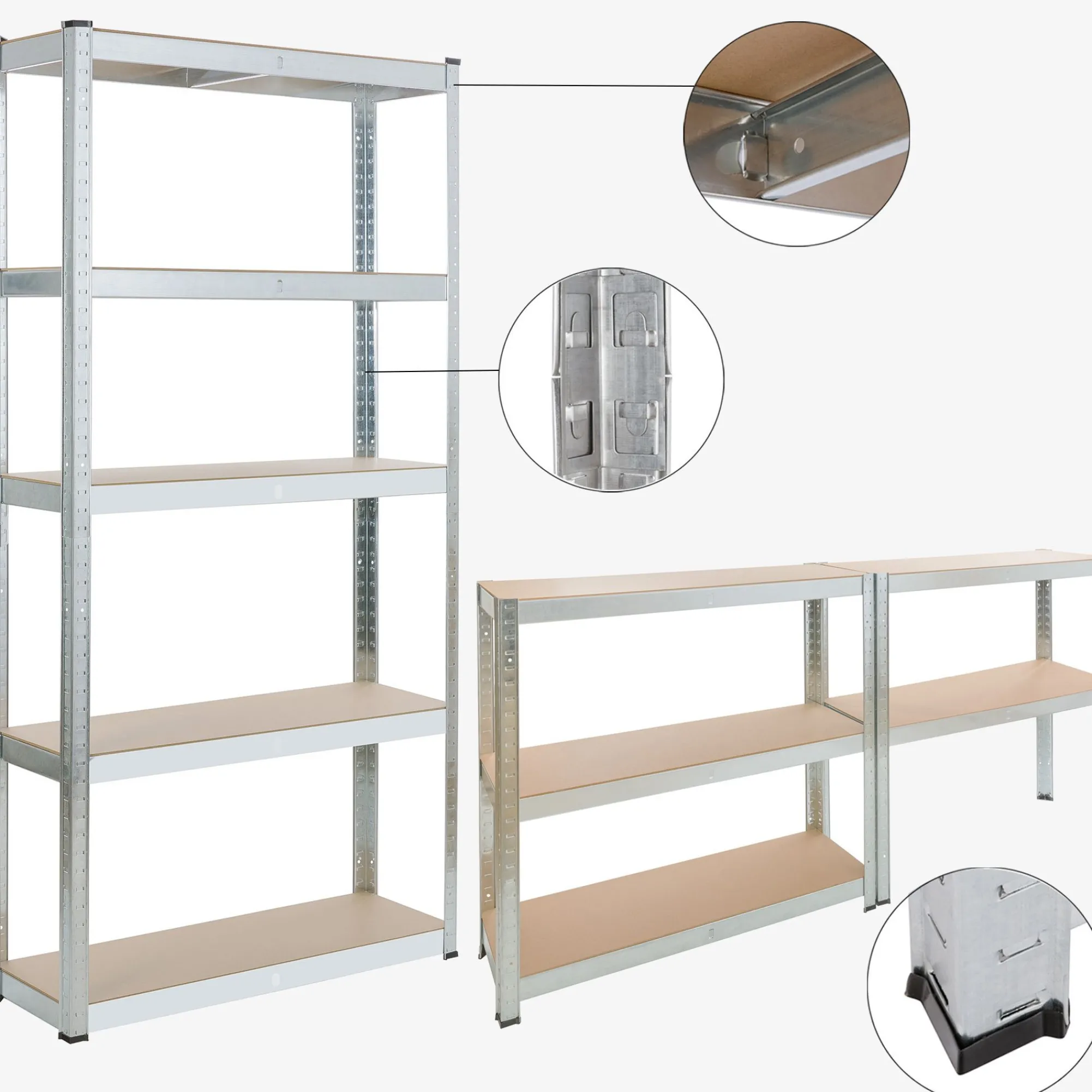 Arebos 2x Schwerlastregal 180 x 90 x 30 cm 875 kg Silber Online